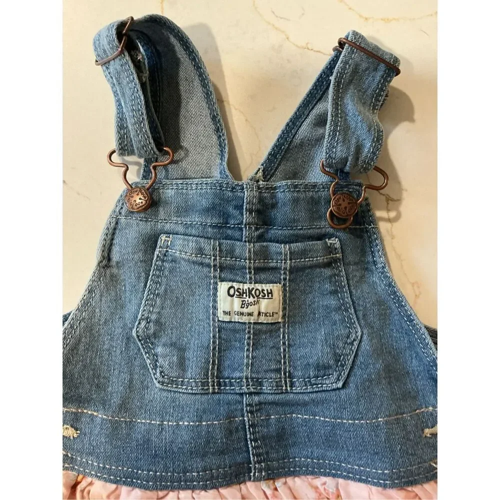 OshKosh Bgosh Overalls Sz 18 mo Denim Tulle Pink Floral
